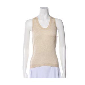 ALEXANDER MCQUEEN Beige Tan Cashmere Sleeveless Sweater Top XS